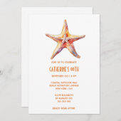 Invitation Thème de plage blanc de corail Starfish (Devant / Derrière)