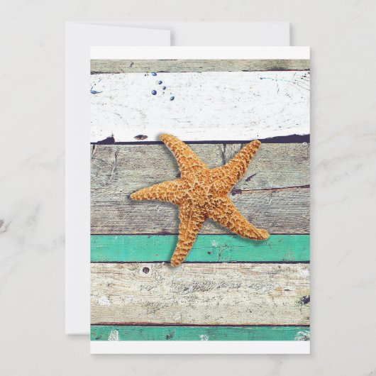 Invitation Thème de plage Étoile de mer Mariage Rustique (Dos)