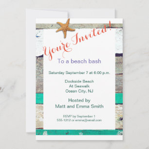 Invitation Thème de plage Étoile de mer Mariage Rustique