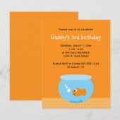 Invitation Thème de poisson rouge Anniversaire de enfant bleu (Devant / Derrière)