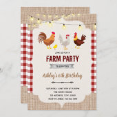 Invitation thème de poulet de ferme mignon (Devant / Derrière)