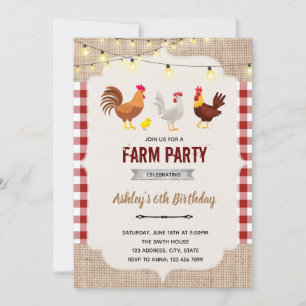 Invitation thème de poulet de ferme mignon