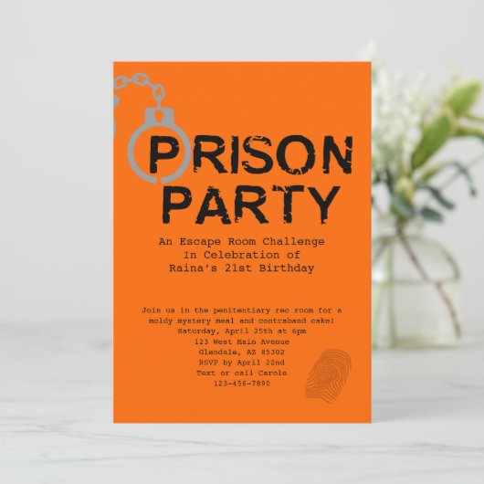 Invitation Thème de prison fête d'anniversaire (Debout devant)