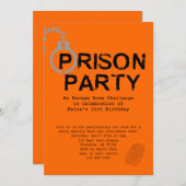 Invitation Thème de prison fête d'anniversaire (Devant / Derrière)