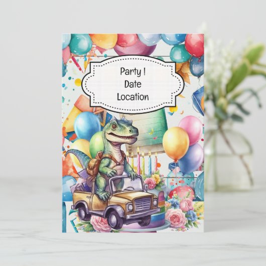 Invitation Thème de rentrée scolaire Dinosaure pour l'étudian (Debout devant)