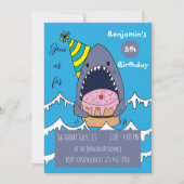 Invitation Thème de requin Enfant Anniversaire Bleu Invitatio (Devant)