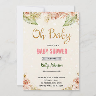 Invitation Thème de révélation du sexe bébé boho oh baby