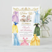 Invitation Thème de robe de princesse pour anniversaire avec (Debout devant)