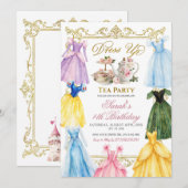 Invitation Thème de robe de princesse pour anniversaire avec (Devant / Derrière)