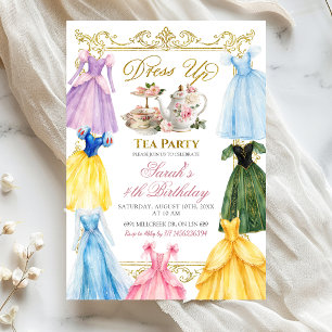 Invitation Thème de robe de princesse pour anniversaire avec