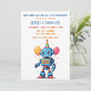 Invitation thème de robot avec peinture à l'eau de ballons