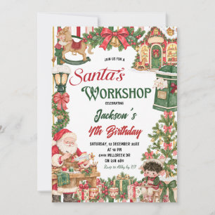 Invitation Thème de Santa Atelier du Père Noël Noël Anniversa