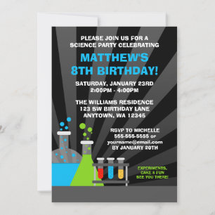 Invitation Thème de science fête d'anniversaire