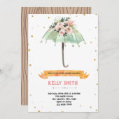 Invitation Thème de shower de bébé parapluie (Devant / Derrière)