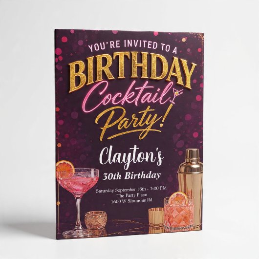 Invitation Thème de soirée cocktail d'anniversaire