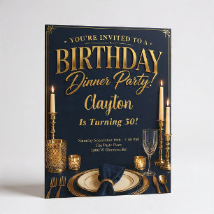 Invitation Thème de soirée d'anniversaire pour dîner formel