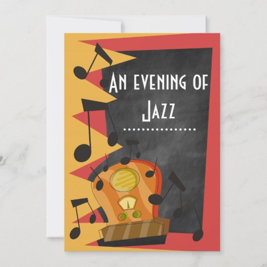 Invitation Thème de soirée jazz blues tableau noir (Devant)