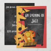 Invitation Thème de soirée jazz blues tableau noir (Devant / Derrière)