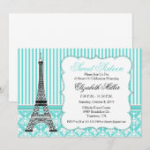 Invitation Thème de soirée Paris Tour Eiffel sarcelle (Devant / Derrière)