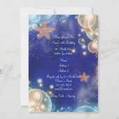 Invitation Thème de soirée plage étoile de mer bleue (Dos)