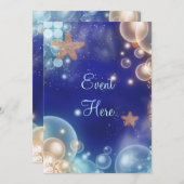 Invitation Thème de soirée plage étoile de mer bleue (Devant / Derrière)