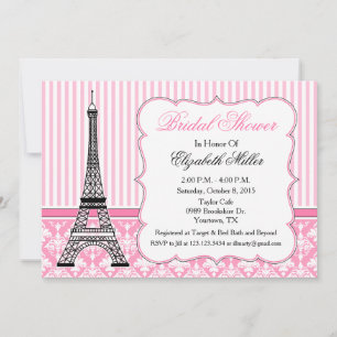 Invitation Thème de soirée Tour Eiffel Paris Rose