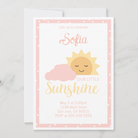 Invitation Thème de soleil rose (Devant)