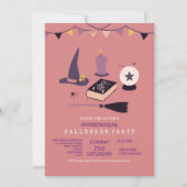 Invitation Thème de sorcière rose fantaisiste (Devant)