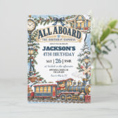 Invitation Thème de train d'hiver Tous à bord Anniversaire Ex (Debout devant)