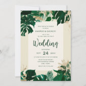Invitation Thème de verdure tropicale avec Mariage arrière ph (Devant)