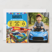 Invitation Thème de voiture à grande vitesse pour la fête des (Devant)