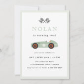 Invitation Thème de voiture de course rétro pour anniversaire (Devant)