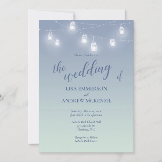 Invitation Thème Décontracté mariage bleu et blanc doux (Devant)