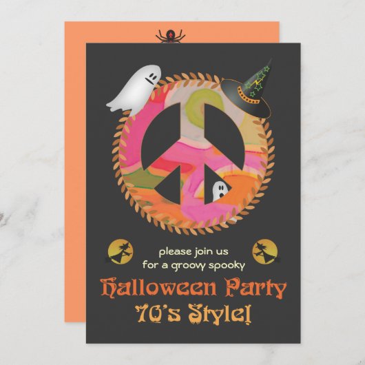 Invitation Thème des années 70 Halloween fêter l'invitation (Devant / Derrière)