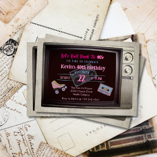 Invitation Thème des années 90 Anniversaire de la télévision
