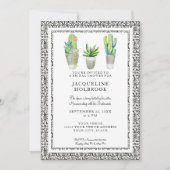 Invitation Thème des cactus du désert en noir et blanc rustiq (Devant)