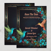 Invitation Thème des colibris botaniques foncés (Devant / Derrière)