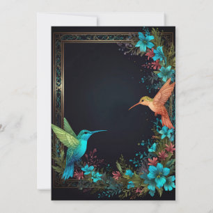 Invitation Thème des colibris botaniques foncés