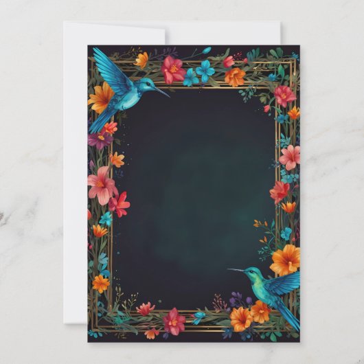 Invitation Thème des colibris botaniques foncés (Dos)