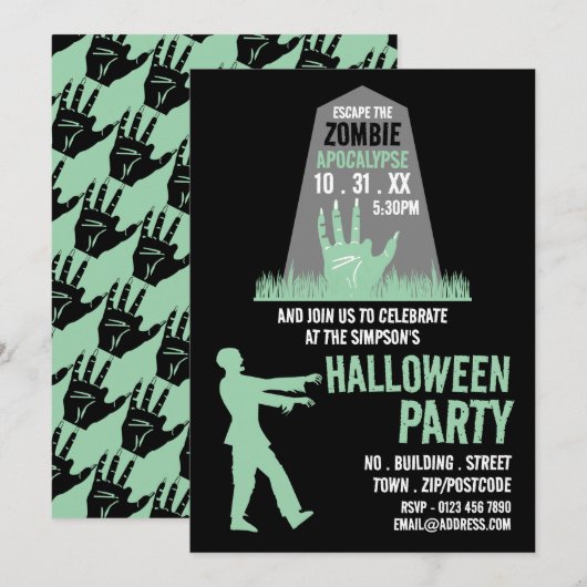 Invitation Thème d'escape room pour l'apocalypse des zombies (Devant / Derrière)