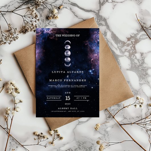 Invitation Thème d'espace élégant Astronomie Lune Mariage