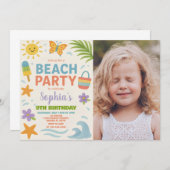 Invitation Thème d'été amusant avec des vagues, soleil et jeu (Devant / Derrière)