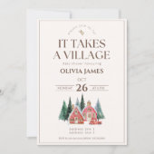 Invitation Thème d'hiver il faut un baby shower village (Devant)