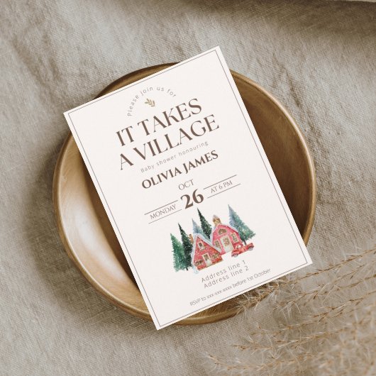 Invitation Thème d'hiver il faut un baby shower village