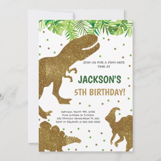 Invitation Thème Dino Neutre Imprimable (Devant)