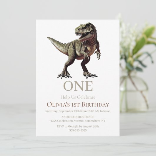 Invitation Thème dinosaure 1er anniversaire (Debout devant)