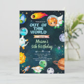 Invitation thème dinosaure de l'espace (Debout devant)