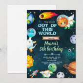 Invitation thème dinosaure de l'espace (Devant / Derrière)