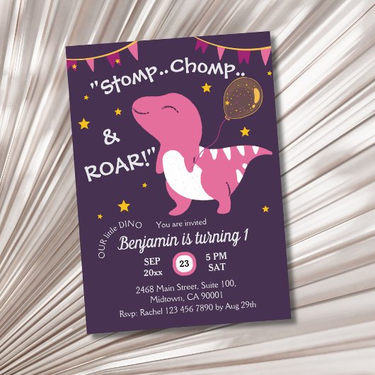 Invitation Thème dinosaure pour Stomp, Chomp & Roar ! 1er ann