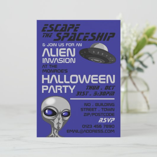 Invitation Thème d'invasion Alien, Salle d'évasion, Fête d'Ha (Debout devant)